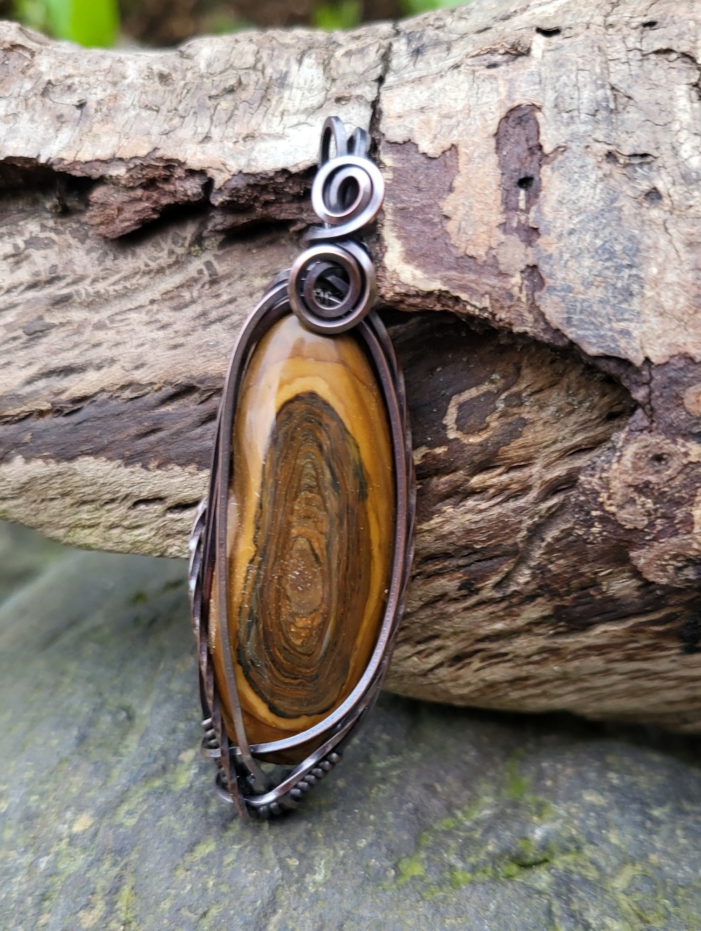 Royal Sahara Jasper Wire Wrap Pendant